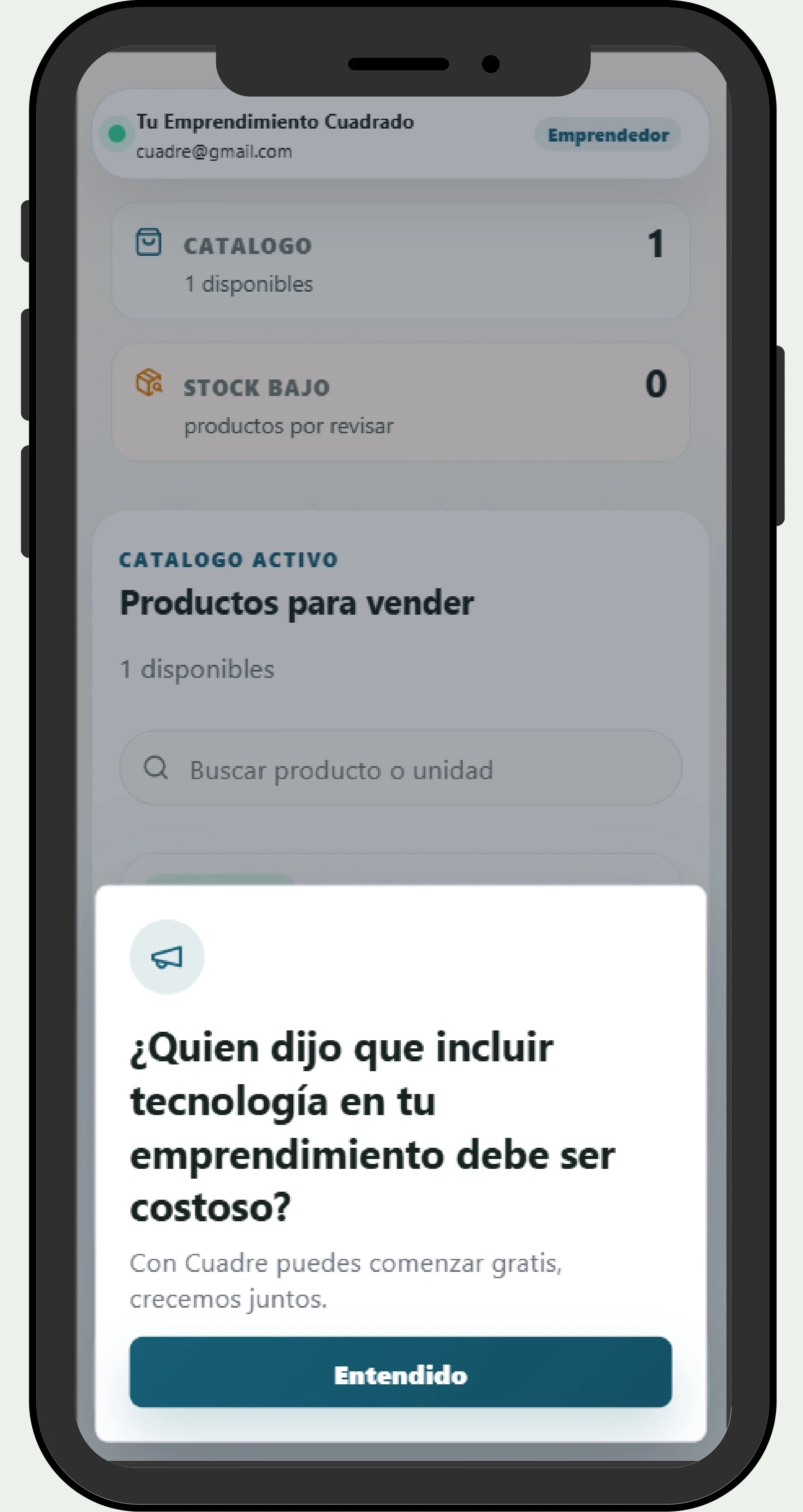 Vista movil de Cuadre